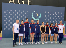 Bakıda batut gimnastikası üzrə Dünya Kubokunda iştirak edəcək idmançıların podium məşqləri. Azərbaycan, 4 mart, 2016